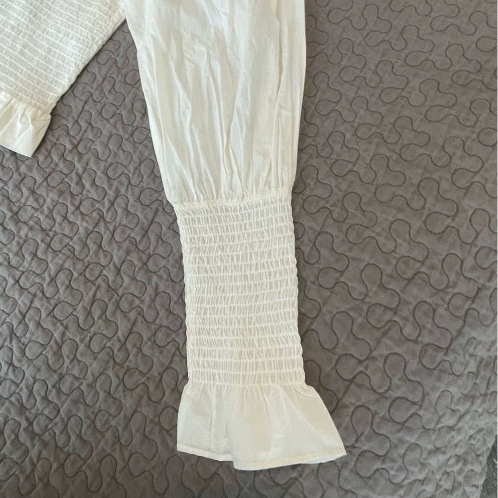 FARM Rio White Ribbed Ruffled Blouse - Picture 6 of 6